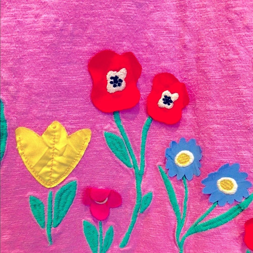 Mini Boden Pink Cotton Dress with Cat and Flower Embroidery - Picture 2 of 4